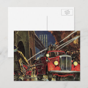 Cartão Postal Negócios Antigos, Bombeiros Caminhões de Bombeiros