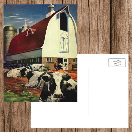 Cartão Postal Negócios Vintage, Vacas Leiteiras Holstein em Faze