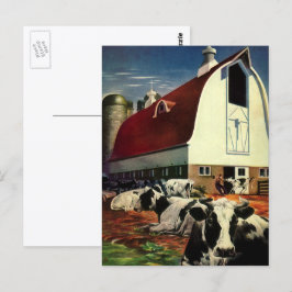 Cartão Postal Negócios Vintage, Vacas Leiteiras Holstein em Faze