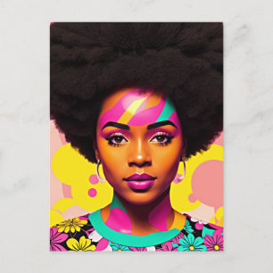 Cartão Postal Negra Colorida Mulher Negra Afro-Pop Art