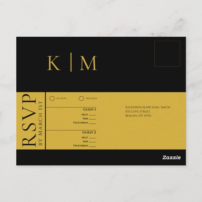 Cartão Postal Negra e Branca-RSVP-Casamento- (Verso)