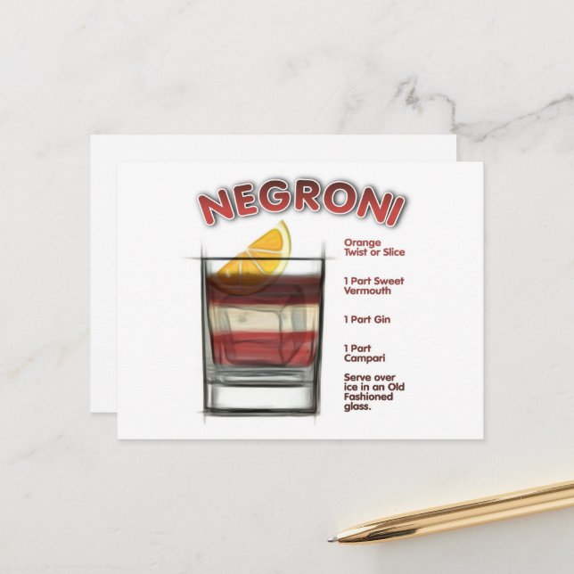 Cartão Postal NEGRONI Cocktail Recebe Arte (Frente/Verso In Situ)