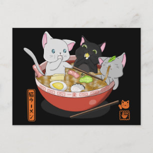 Cartão Postal Neko Ramen cat
