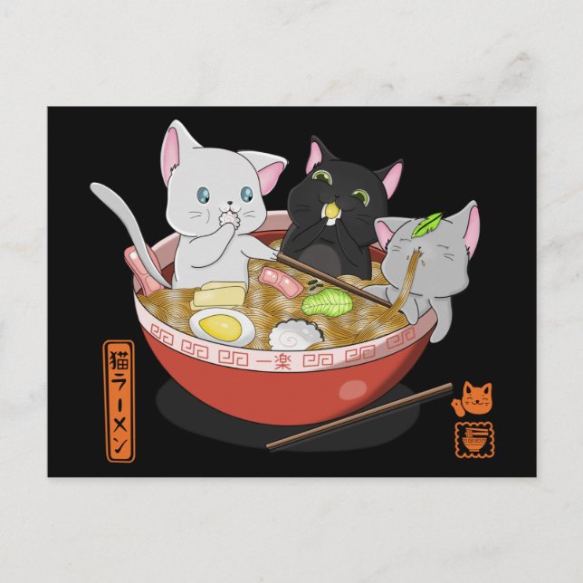 Cartão Postal Neko Ramen cat (Frente)