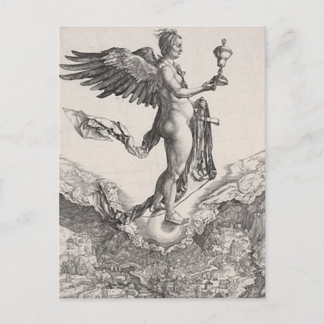 Cartão Postal Nemesis, Engraçado por Albrecht Durer (Frente)