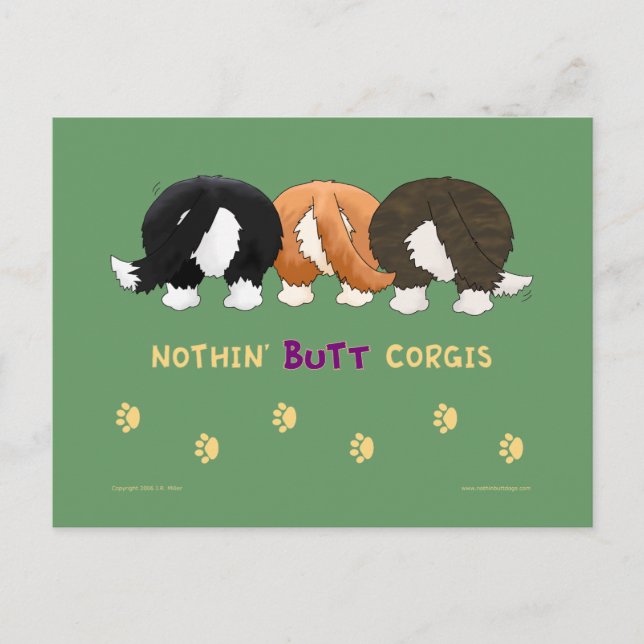 Cartão Postal Nenhum Bumbum Corgis PostCards (Frente)