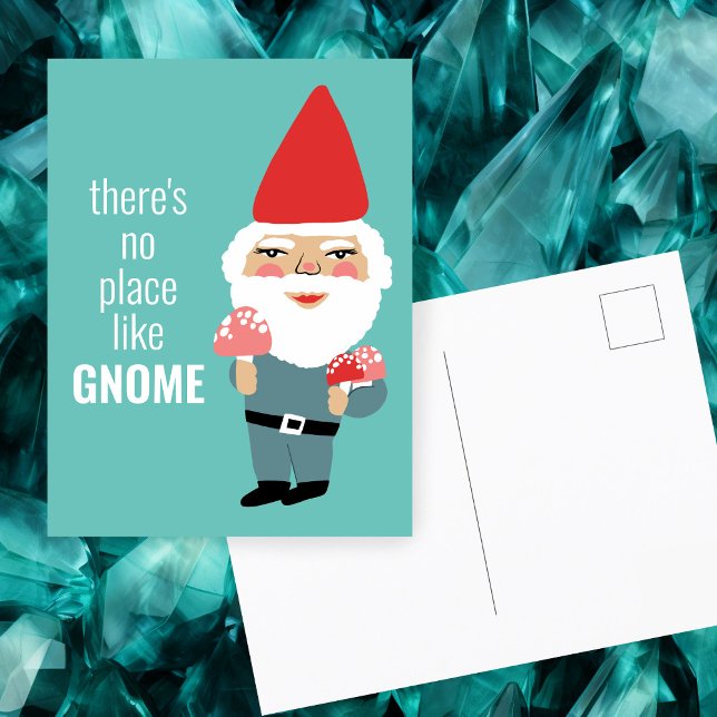 Cartão Postal NENHUM LUGAR COMO Cogumelos GNOME Bons Coloridos (NO PLACE LIKE GNOME Cute Mushrooms Elf Colorful Christmas Holiday Postcard
)