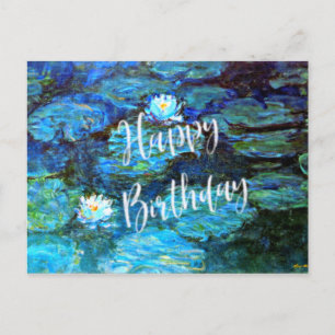 Cartão Postal Nenúfares (azuis), Feliz Aniversário