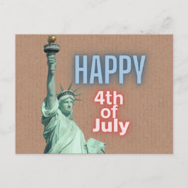 Cartão Postal Neon 4 de julho estátua da Liberdade