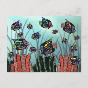 Cartão Postal Neon Angelfish Coral Reef