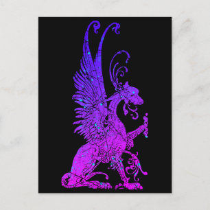Cartão Postal Neon Basilisk Monster Symbol Dragon Beast