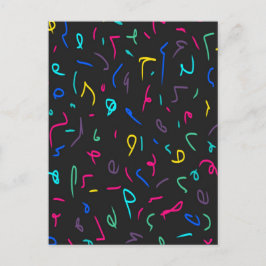 Cartão Postal Neon Bright Marks on Black