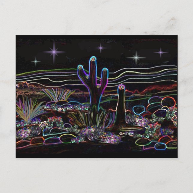 Cartão Postal Neon Desert Stary Night (Frente)