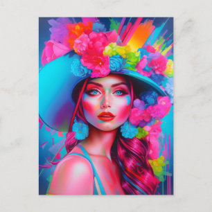Cartão Postal Neon Fantasy Floral Retrato