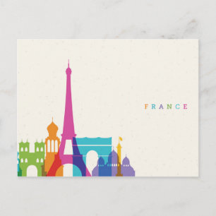 Cartão Postal Neon France Skyline