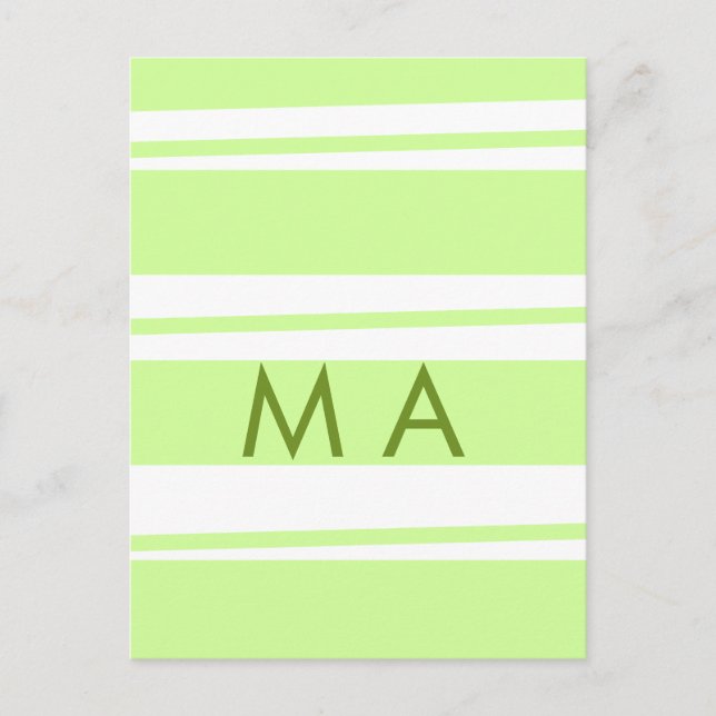Cartão Postal Neon green stripes monograma com letra grega (Frente)