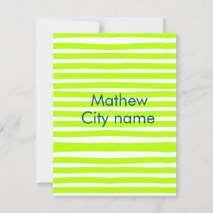 Cartão Postal Neon green yellow retro stripes adiciona nome city