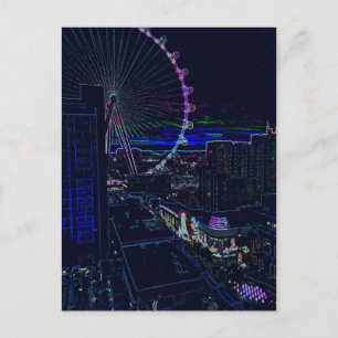Cartão Postal Neon High Roller Ferris Wheel Abstrato Vegas