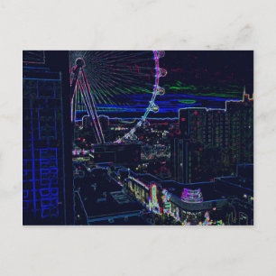 Cartão Postal Neon High Roller Ferris Wheel Abstrato Vegas