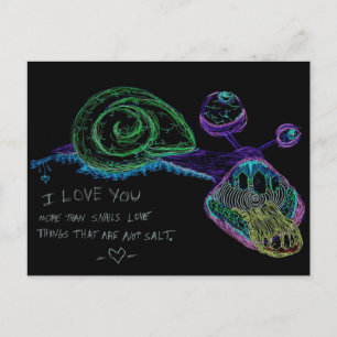 Cartão Postal Neon I Love You Snail Postcard