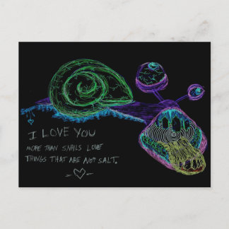 Cartão Postal Neon I Love You Snail Postcard
