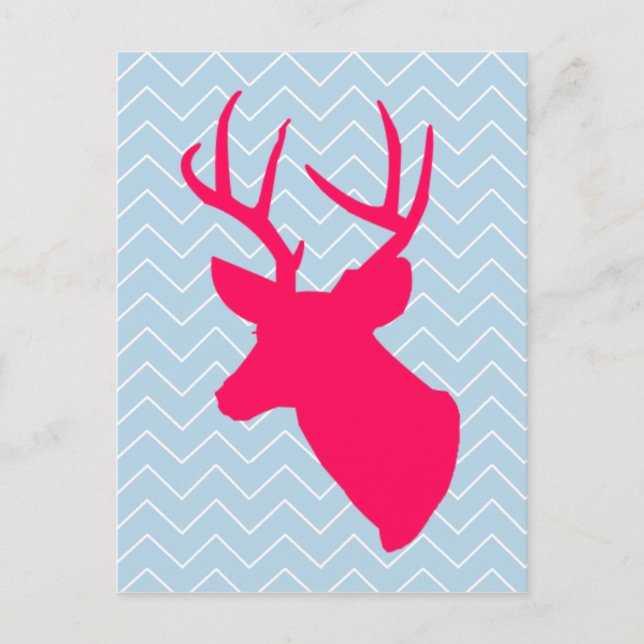 Cartão Postal Neon Pink Deer Silhouette (Frente)