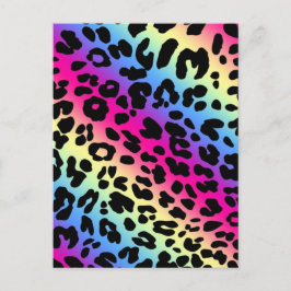 Cartão Postal Neon Rainbow Leopard Pattern Impressão