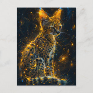 Cartão Postal Neon Serval - brilho cósmico