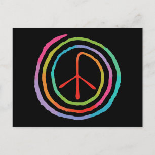 Cartão Postal Neon Spiral Peace Symbol II