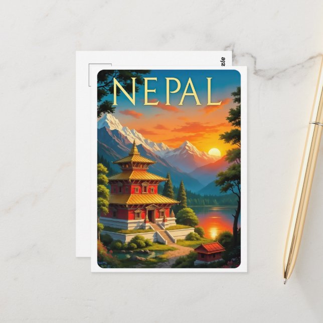 Cartão Postal Nepal Travel Poster (Frente/Verso In Situ)