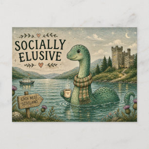 Cartão Postal Nessie Esquiva Socialmente Criptídeo Aconchegante