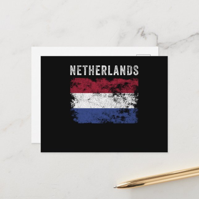 Cartão Postal Netherlands Flag Distressed - Dutch Flag (Frente/Verso In Situ)