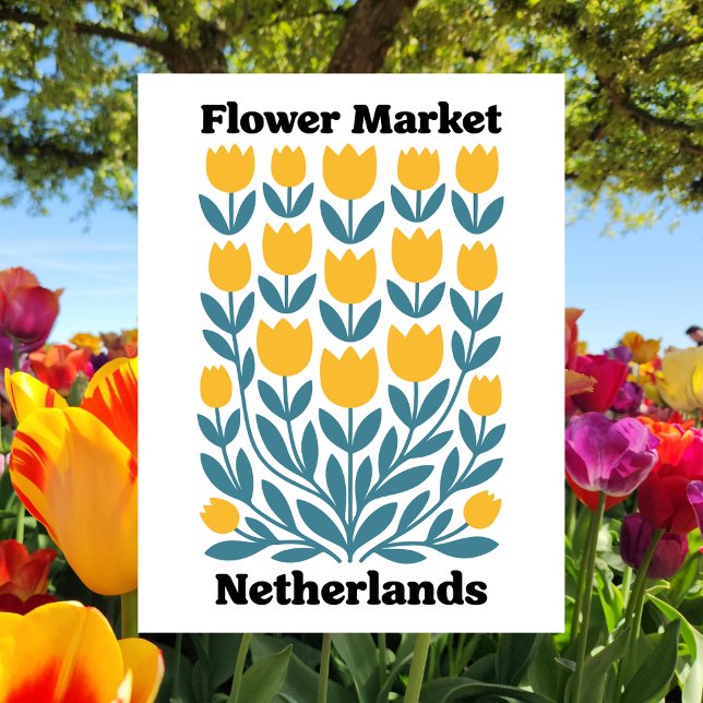 Cartão Postal Netherlands Holland Flower Market Yellow Tulip (Netherlands Holland Flower Market Yellow Tulip Postcard)