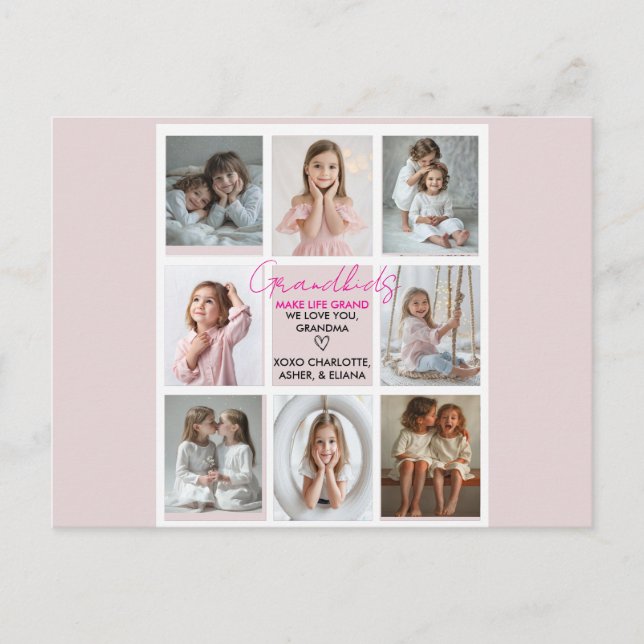 Cartão Postal Netos fazem da vida o grande vovó 8 fotos personal (Frente)