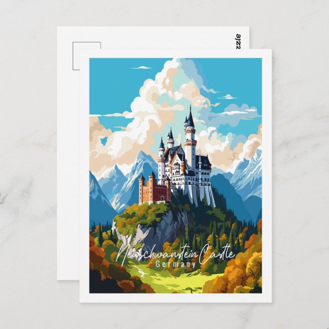 Cartão Postal Neuschwanstein Castle Alemanha (Frente/Verso)