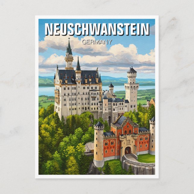 Cartão Postal Neuschwanstein Castle Alemanha Viagem (Frente)