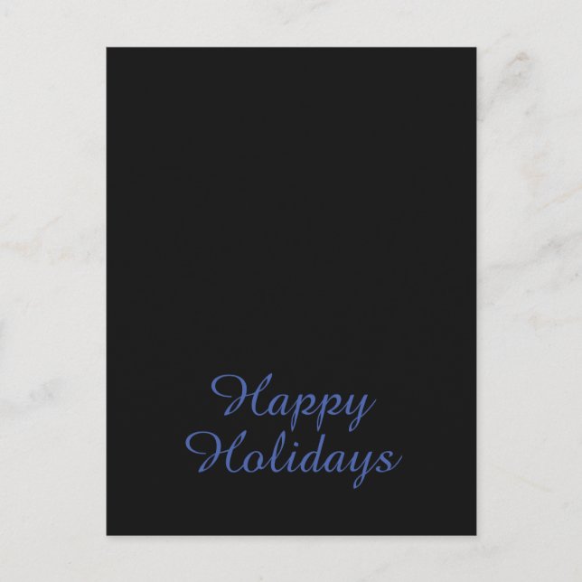 Cartão Postal Neutral Black & Blue Plain Elegant Happy Holidays (Frente)