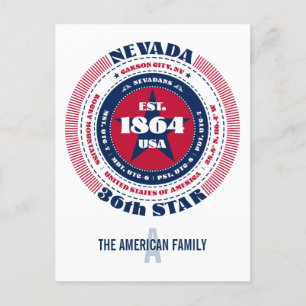 Cartão Postal Nevada, Carson City, NV, Patriótico, Monograma