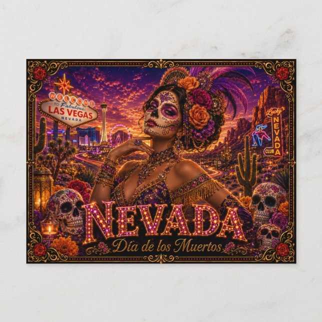 Cartão Postal Nevada Dia dos Mortos Retro (Frente)