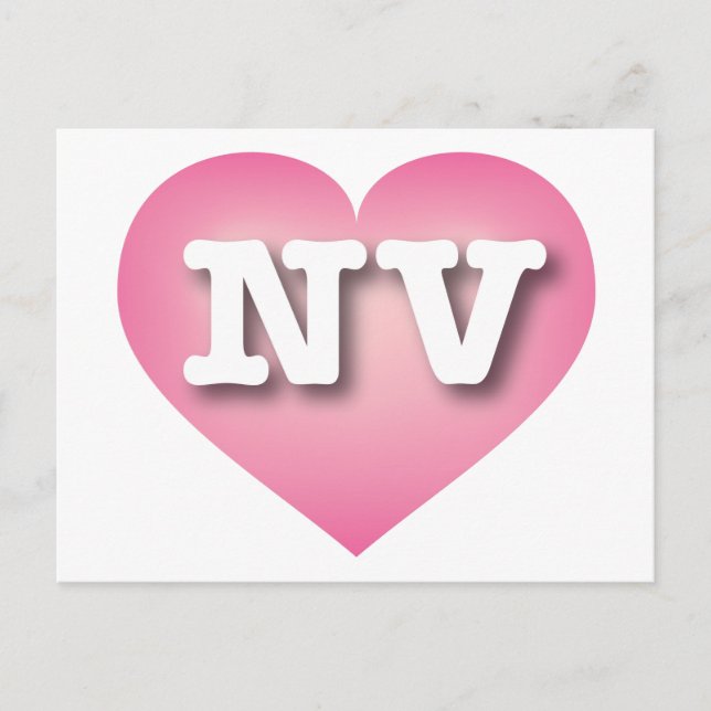 Cartão Postal Nevada Pink Fade Heart - Eu amo NV (Frente)