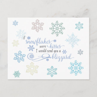 Cartão Postal nevão de Snowflake Kisses Feriado de inverno