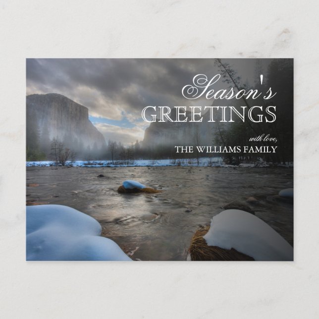 Cartão Postal Neve coberta pelo rio Merced em Yosemite (Frente)