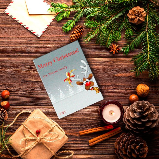 Cartão Postal Neve de árvore de Natal Rudolph (Criador carregado)