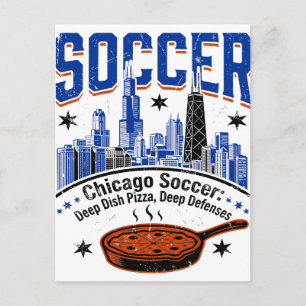 Cartão Postal Neve de Inverno em Chicago e Pizza Deep Dish