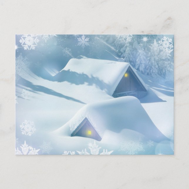 Cartão Postal Neve derramada no telhado de uma floresta (Frente)