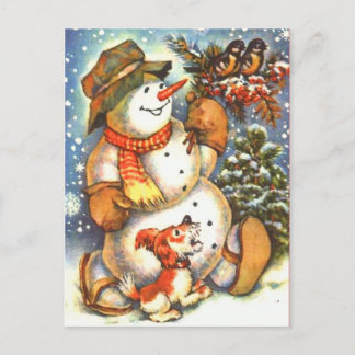 Cartão Postal Neve e Cão