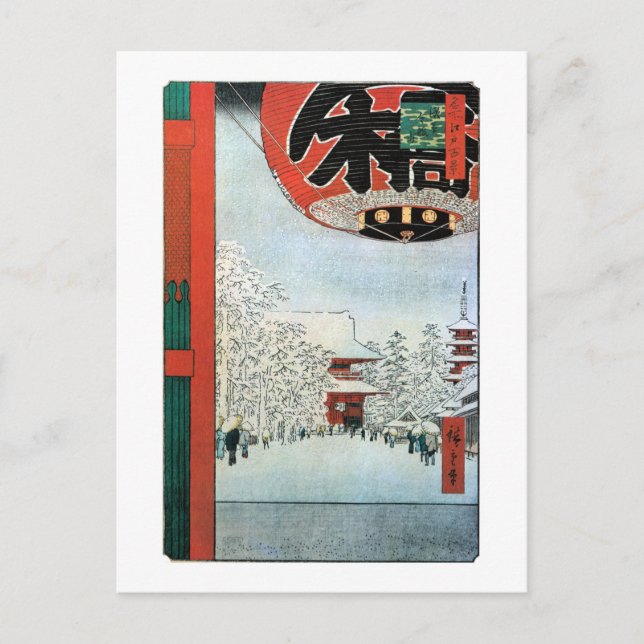 Cartão Postal Neve em Asakusa, Hiroshige Ukiyoe (Frente)