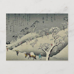 Cartão Postal Neve em Asukayama por Ando, Hiroshige