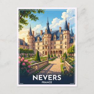 Cartão Postal Nevers França Château Viagem Antiga