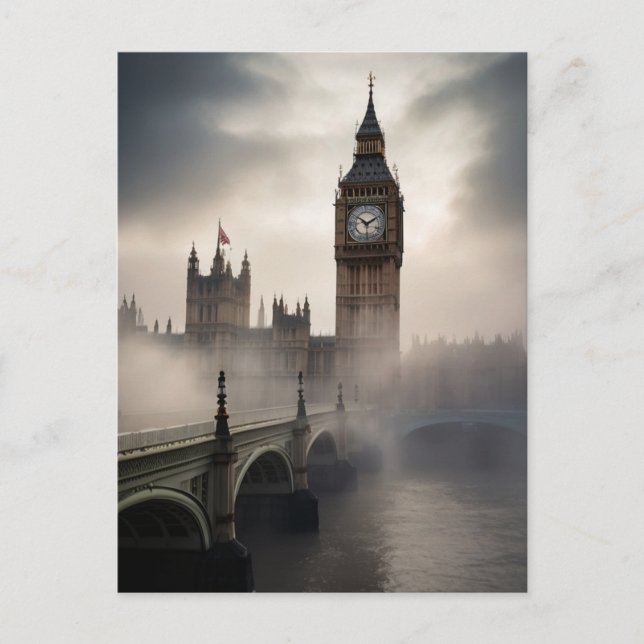 Cartão Postal Névoa de Londres Big Ben (Frente)